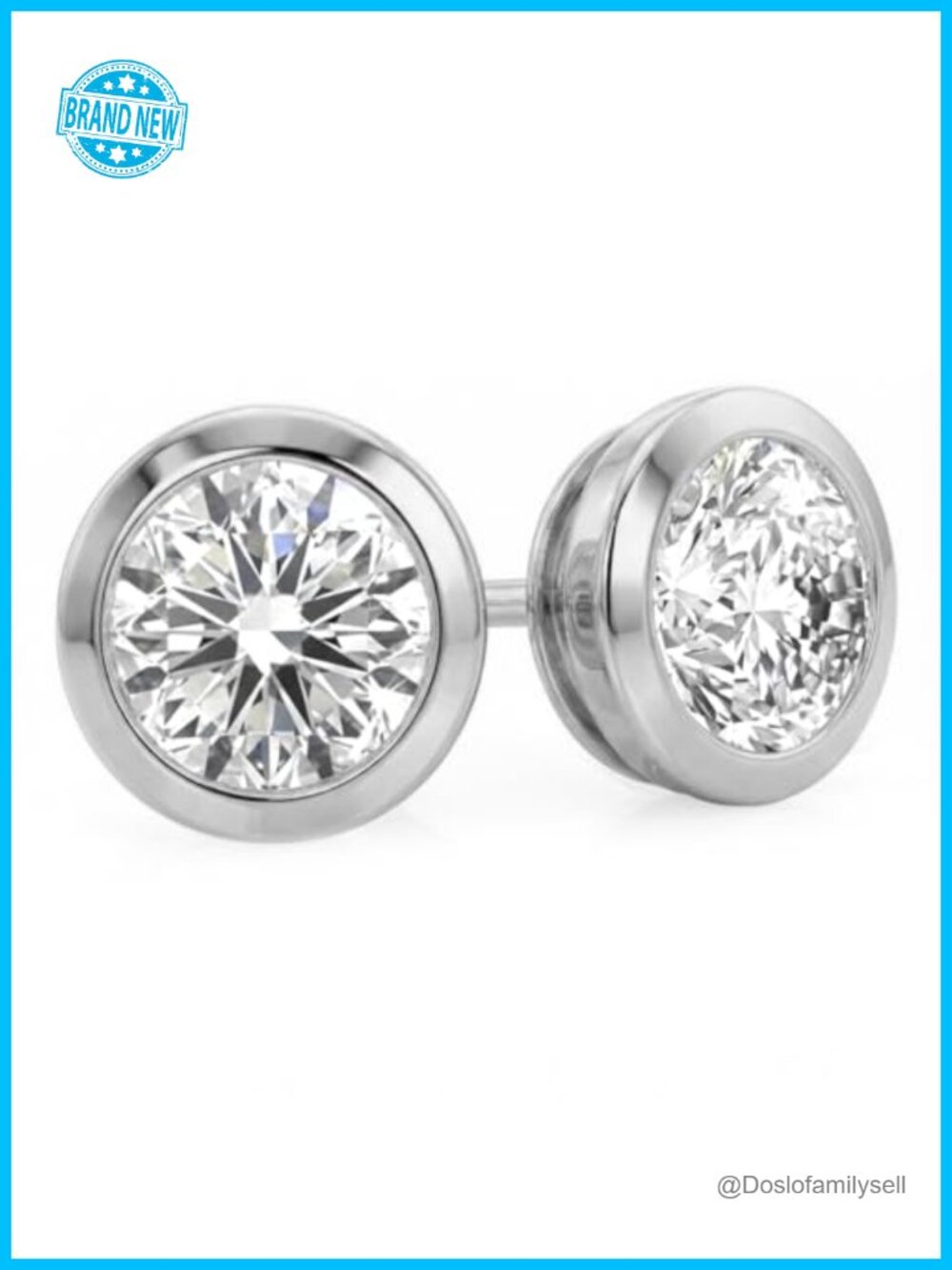 Lab Grown Diamond Bezel Stud Earrings 14K White Yellow Gold